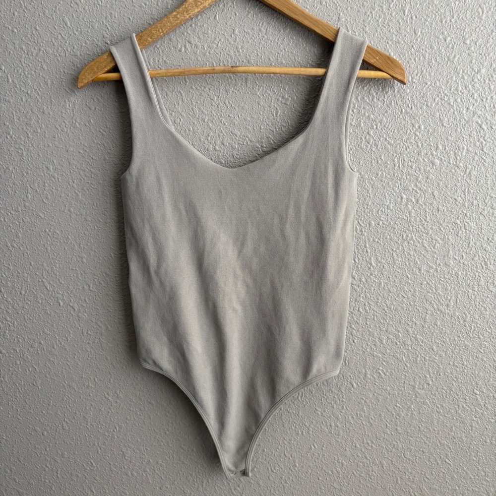 Intimately Free People Gray Scoop Neck Stretch Bodysuit M/L